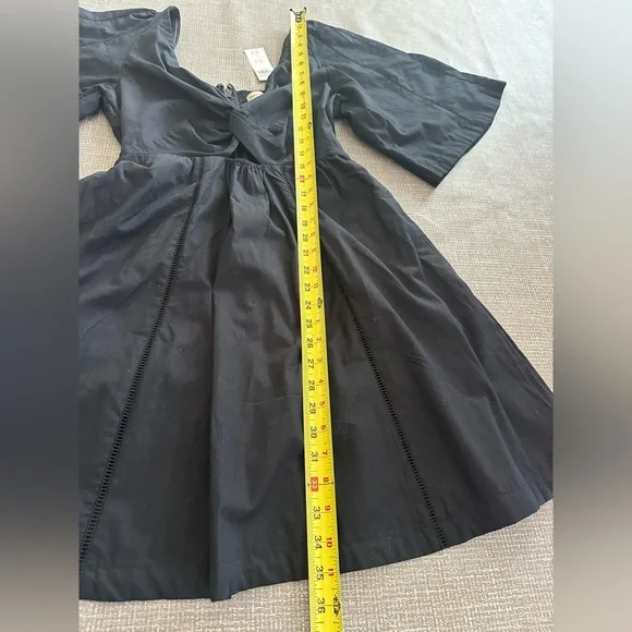 Abercrombie & Fitch Midi Dress Sz M Tall Smocked Waist Flowy Summer Dress Black - Picture 14 of 16